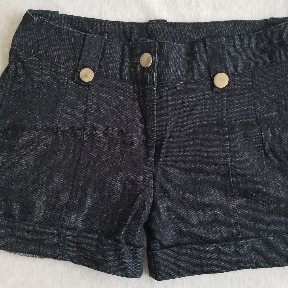 Dark grey denim cuffed jean shorts